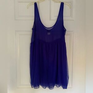 Intimately Free People Sheer Royal Blue Flowy Loose Babydoll Top Dress Boho-Sz M